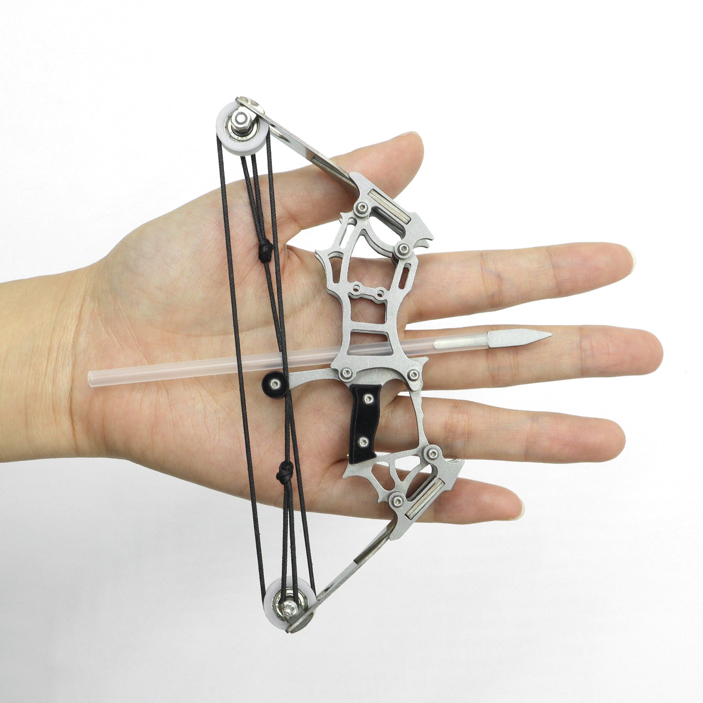 6" Mini Compound Bow and Arrow Set Pocket Bow Metal Material Catapult with Arrows for Target Archery Practice Office Fitness Parent-Child Play Family Games