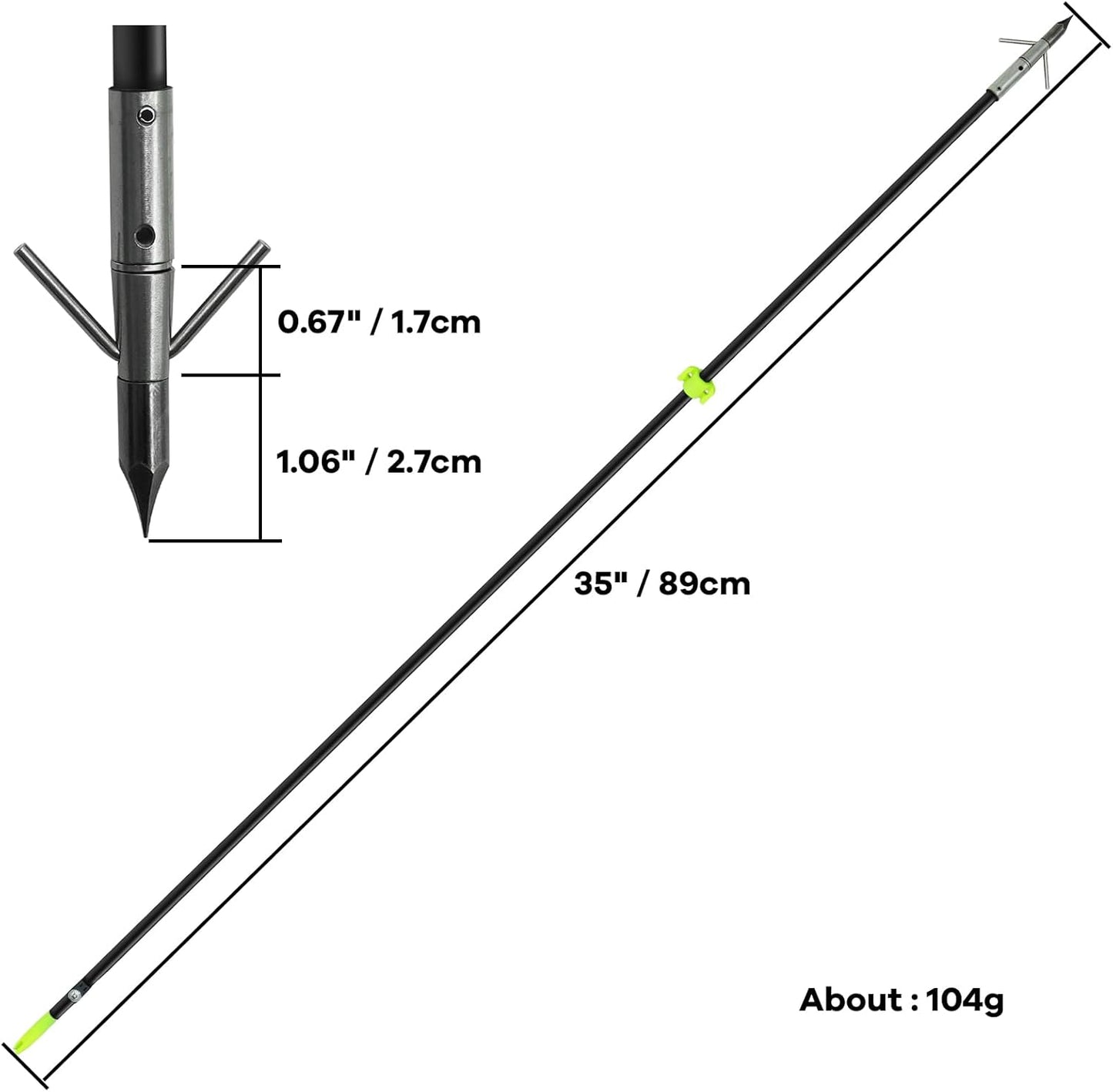 2/8Pack 34 Inches Bowfishing Arrows 8mm Fiberglass Fishing Arrow with Removeable Tips and Safety Slides for Archery Bow Fishing