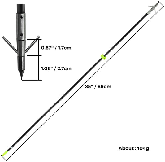 2/8Pack 34 Inches Bowfishing Arrows 8mm Fiberglass Fishing Arrow with Removeable Tips and Safety Slides for Archery Bow Fishing