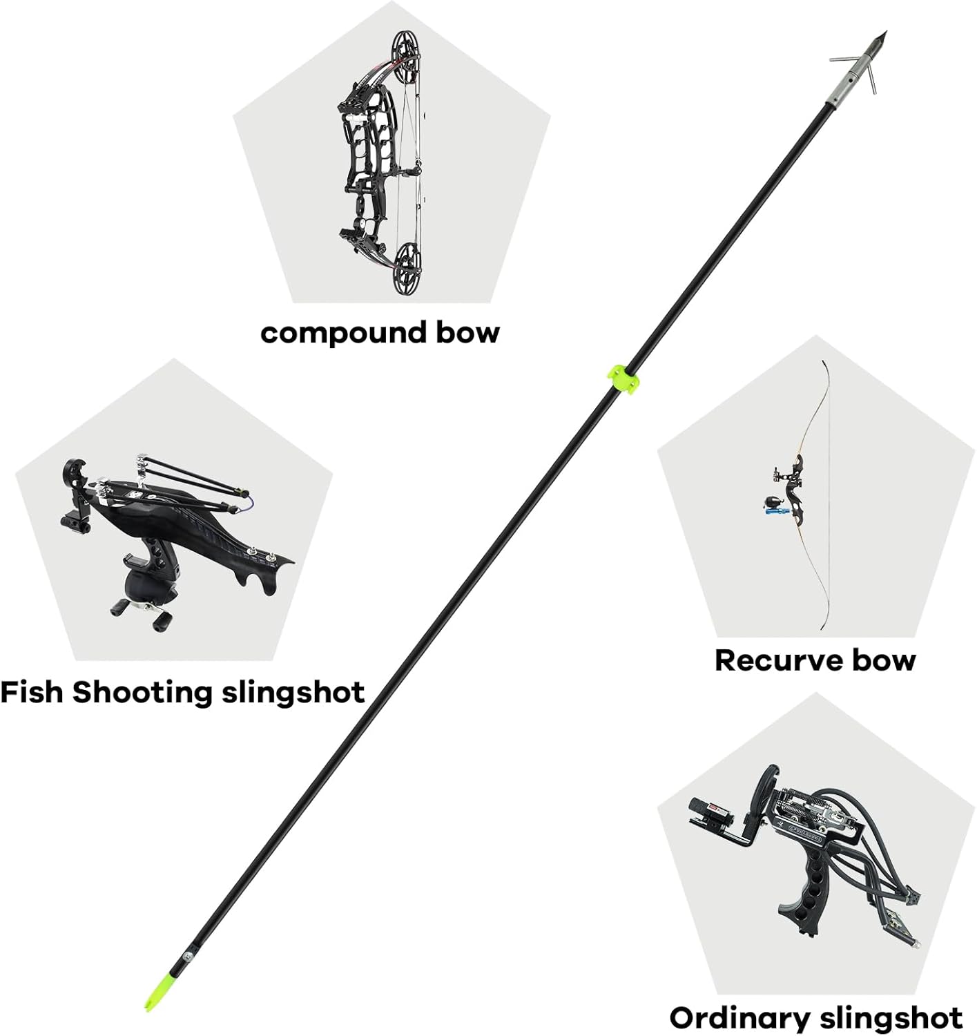 2/8Pack 34 Inches Bowfishing Arrows 8mm Fiberglass Fishing Arrow with Removeable Tips and Safety Slides for Archery Bow Fishing