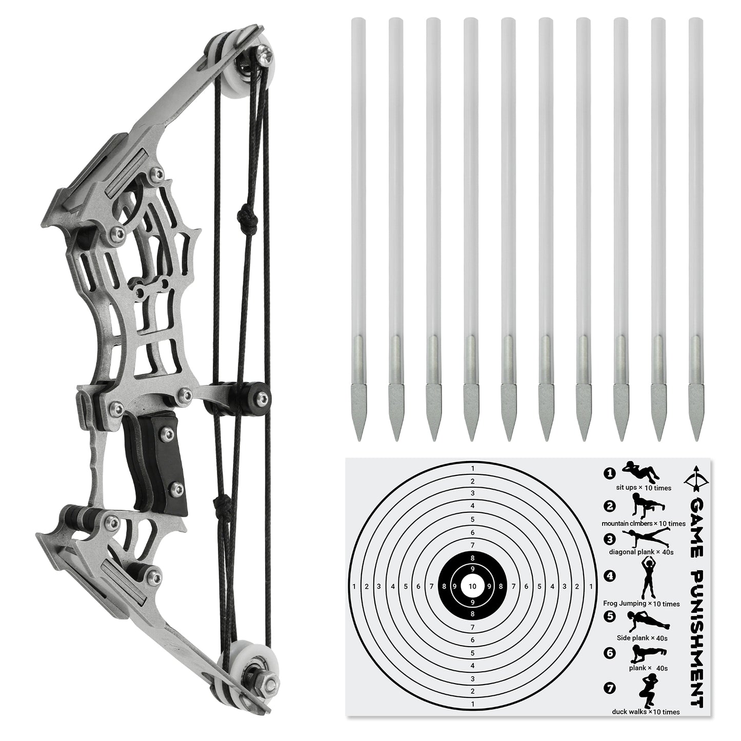 6" Mini Compound Bow and Arrow Set Pocket Bow Metal Material Catapult with Arrows for Target Archery Practice Office Fitness Parent-Child Play Family Games