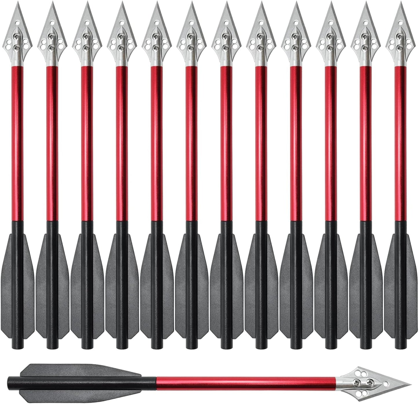 6.3" Aluminum Crossbow Bolts with Steel Broadhead Tips for 50-80lbs Self Cocking Mini Crossbow Archery Outdoor Pistol Crossbow Precision Target Practice Hunting