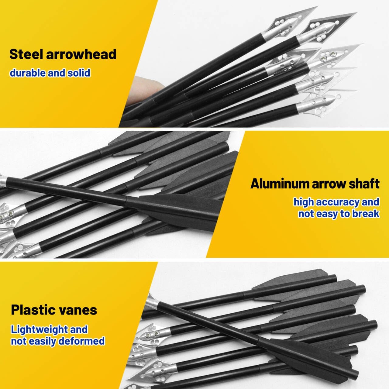 6.3" Mini Crossbow Bolts with Sharp Steel Broadhead Tips Aluminum Mini Crossbow Pistol Arrows Pistol Crossbow Arrows for 50-80lbs Mini Crossbow Hunting Target Practice