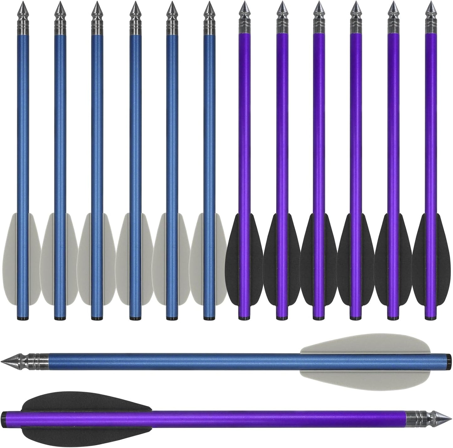 12pcs 6.3 Inch Mini Crossbow Bolts for 50-80lbs Pistol Aluminium Mini Crossbow Arrows with Sharp Tips for Adults Outdoor Hunting