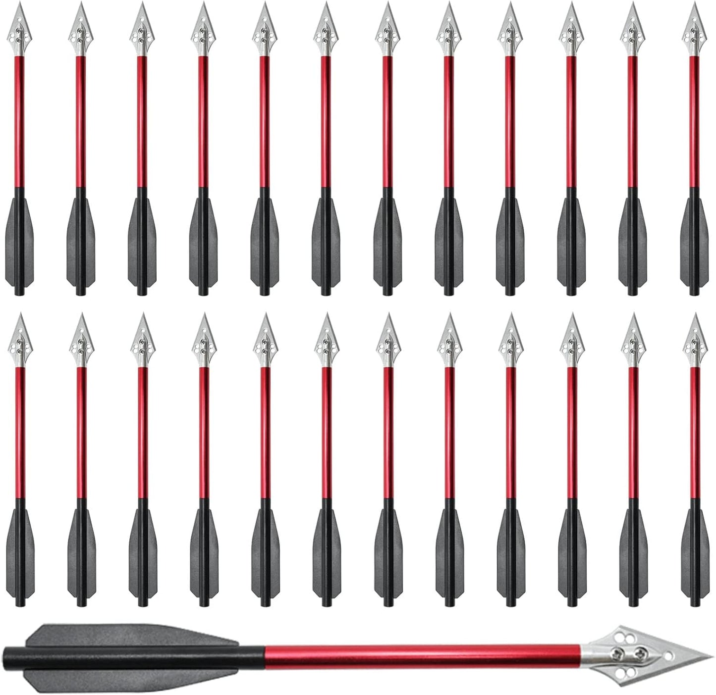 6.3" Aluminum Crossbow Bolts with Steel Broadhead Tips for 50-80lbs Self Cocking Mini Crossbow Archery Outdoor Pistol Crossbow Precision Target Practice Hunting