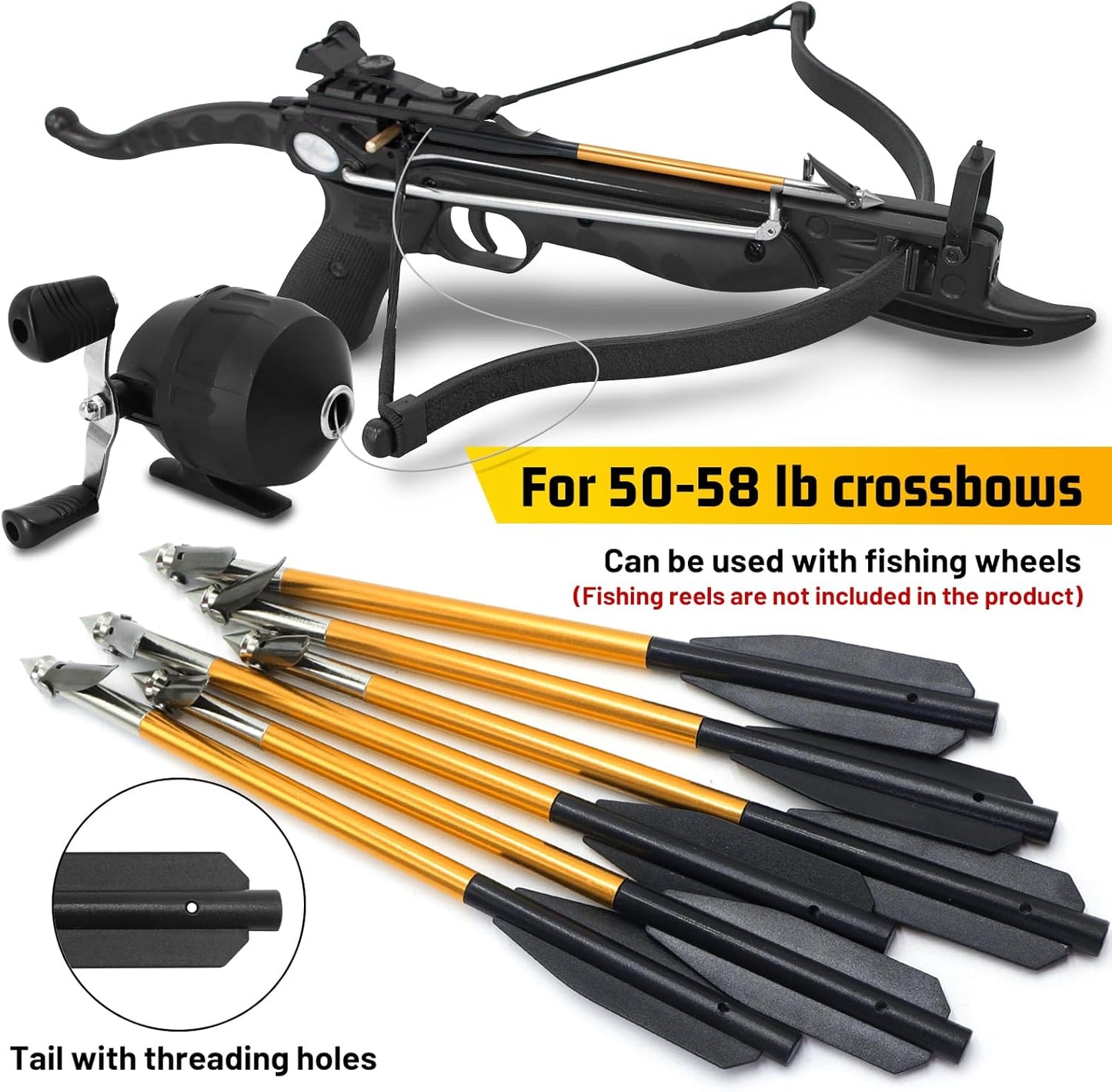 6.8 Inch Aluminium Fishing Bolts with Harpoon Pistol Crossbow Bolts for Fishing with Steel Point Fishing Arrows for Outdoor Hunting Fishing