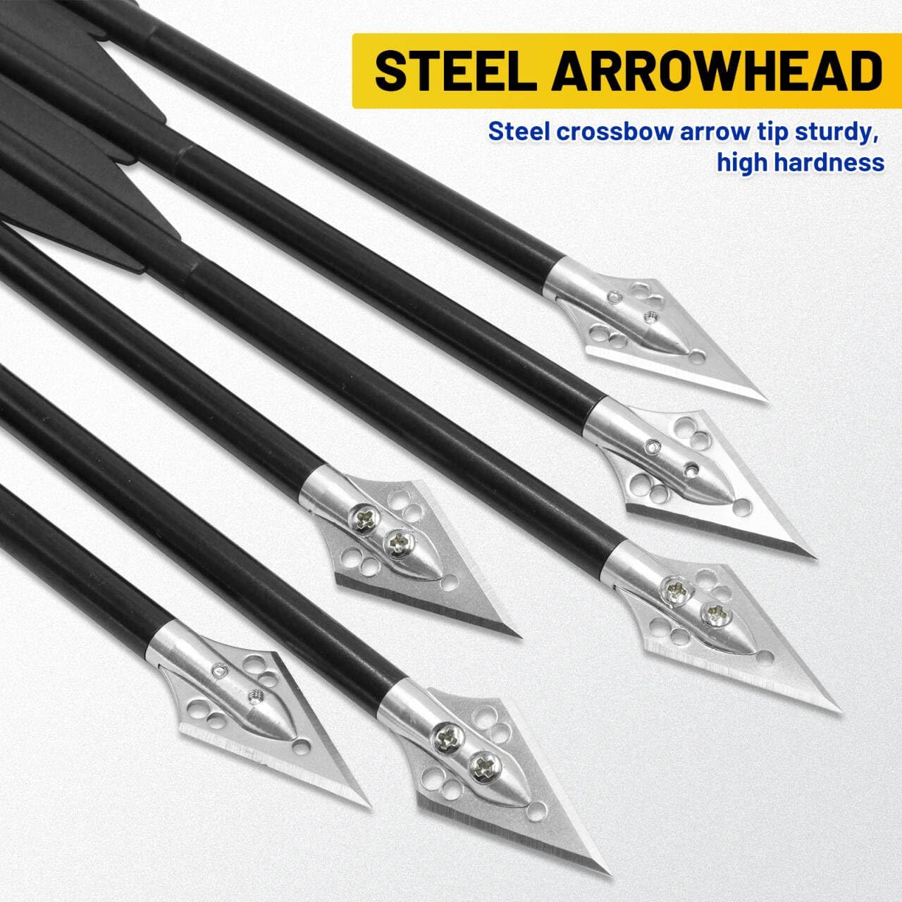 6.3" Mini Crossbow Bolts with Sharp Steel Broadhead Tips Aluminum Mini Crossbow Pistol Arrows Pistol Crossbow Arrows for 50-80lbs Mini Crossbow Hunting Target Practice
