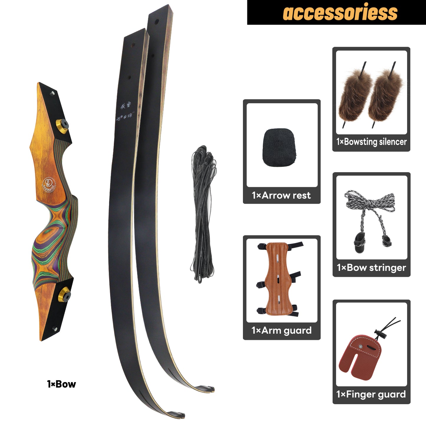 60" 20-60lb Takedown Recurve Bow Set for Adults Archery Bows with Arm Guard Right hand wooden recurve bows with arm and finger guard, archery hunting recurve bow set for adults