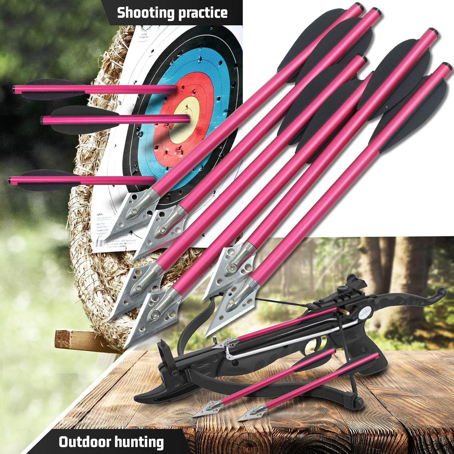 6.3" Pistol Crossbow Bolts with Sharp Blade Mini Crossbow Pistol Arrows for Adults Aluminium Crossbow for Outdoor Hunting (Pack of 6/12/24)