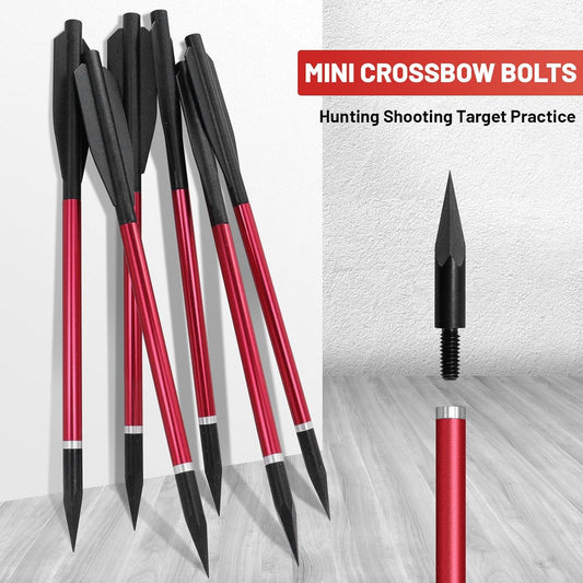 24pcs 6.7inch Mini Crossbow Pistol Bolts for 50-80lbs Mini Crossbow Aluminum Mini Crossbow Bolts Removable Tip Small Pistol Crossbow Bolts for Shooting Hunting Target