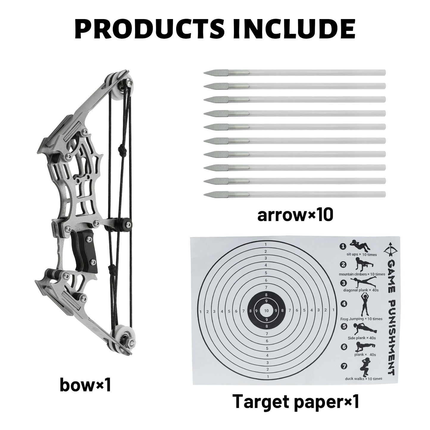 6" Mini Compound Bow and Arrow Set Pocket Bow Metal Material Catapult with Arrows for Target Archery Practice Office Fitness Parent-Child Play Family Games