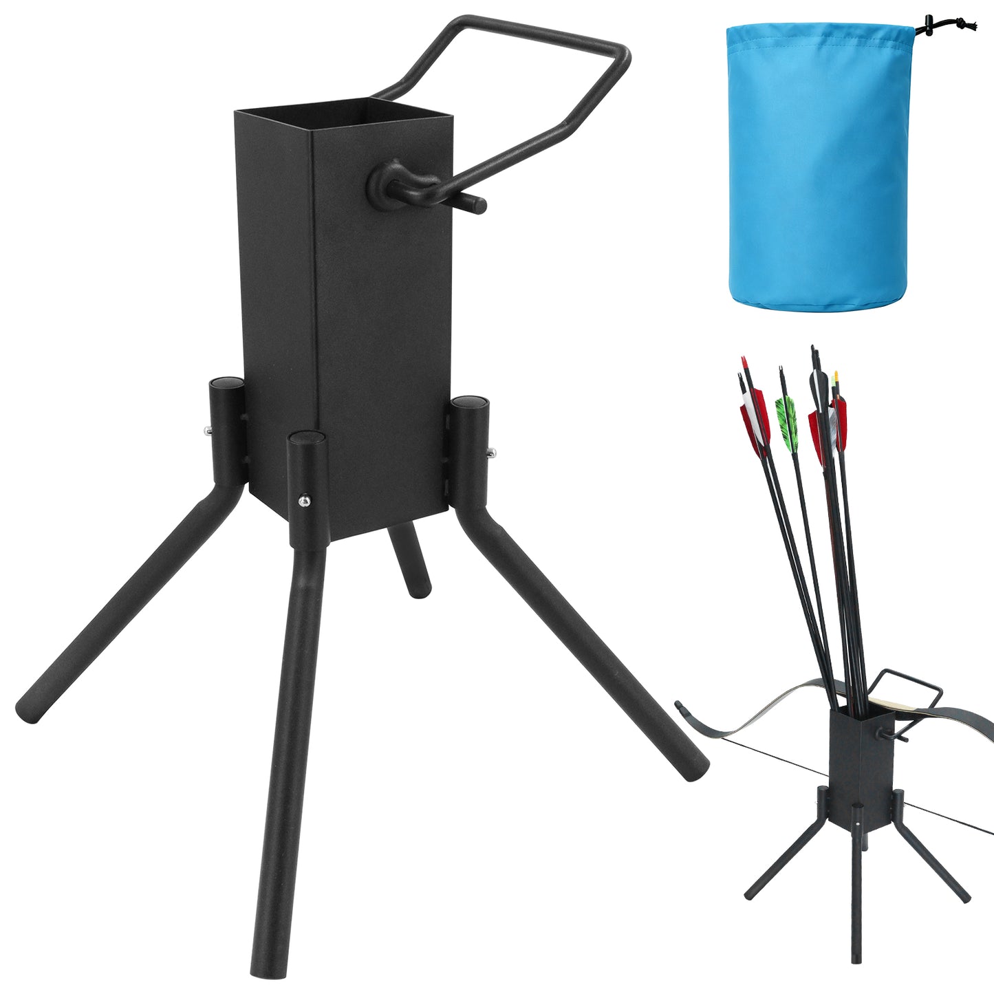 Archery Bow Stand with Arrow Quiver Foldable Bow and Arrow Holder for Hunting Recurve Bow Quiver Stand for Shooting Target