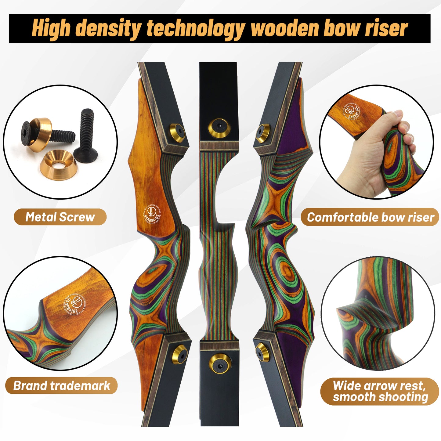 60'' 20-60lbs Archery Recurve Bow and Arrow for Adults Right Hand Takedown Wooden Recurve Bows with 6 Extra Arrow Heads and Bow Case
