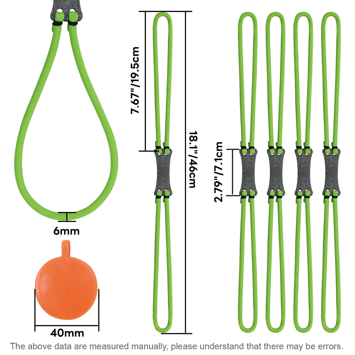 HANDBAIGE 5 Slingshot Ammo Bands with 1 Target Powerful Replacement Rubber Bands for Slingshots Hunting Tubular Bands for Shooting
