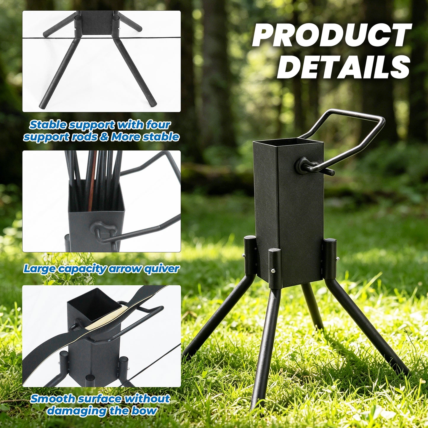 Archery Bow Stand with Arrow Quiver Foldable Bow and Arrow Holder for Hunting Recurve Bow Quiver Stand for Shooting Target