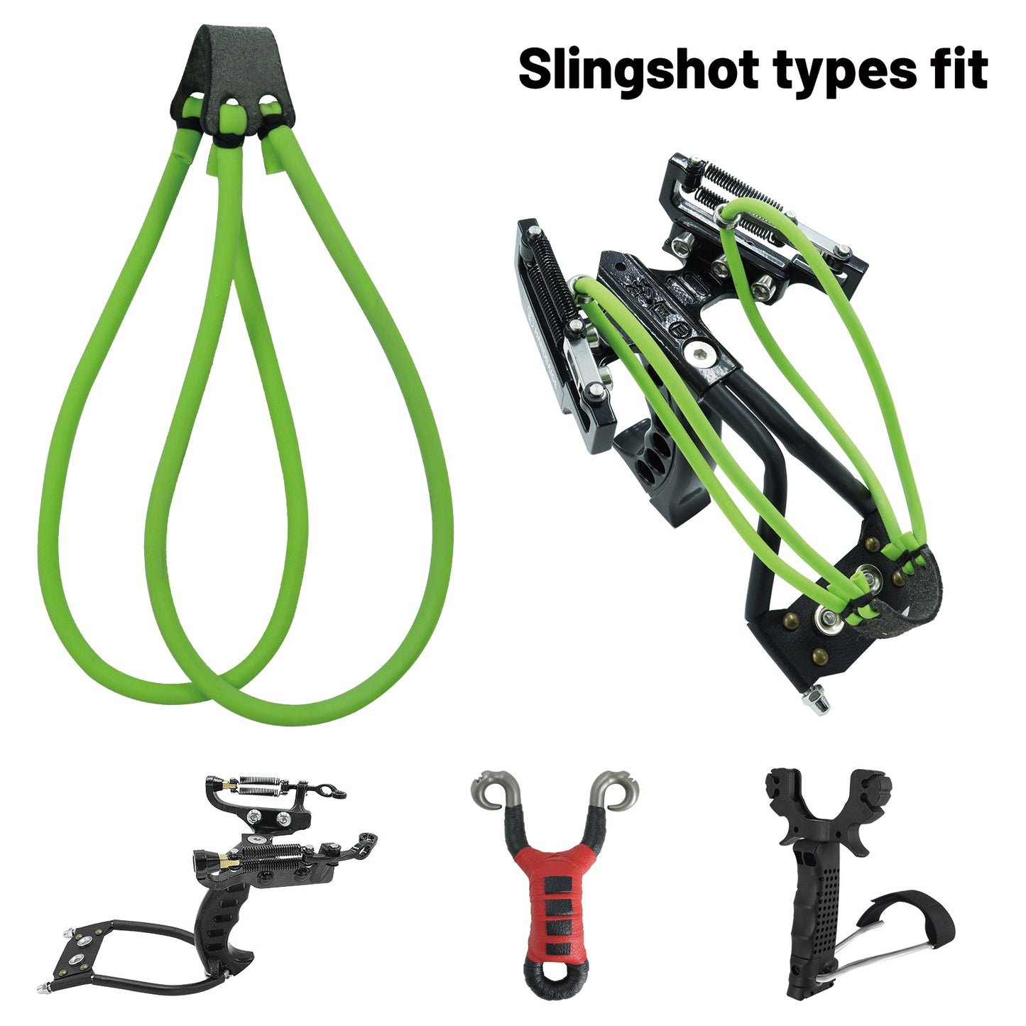 HANDBAIGE 5 Slingshot Ammo Bands with 1 Target Powerful Replacement Rubber Bands for Slingshots Hunting Tubular Bands for Shooting