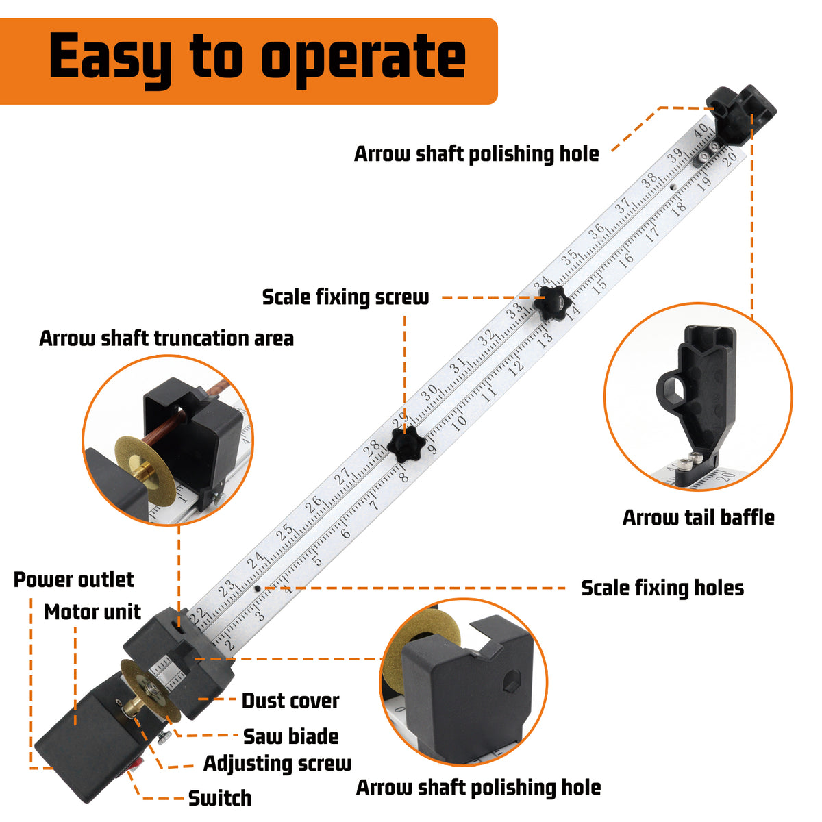 Electric Arrow Cutter Archery Arrow Cutting Saw with Extra Saw Blade for Carbon & Fiberglass Arrow Shafts Professional Arrow Cut Off Tool