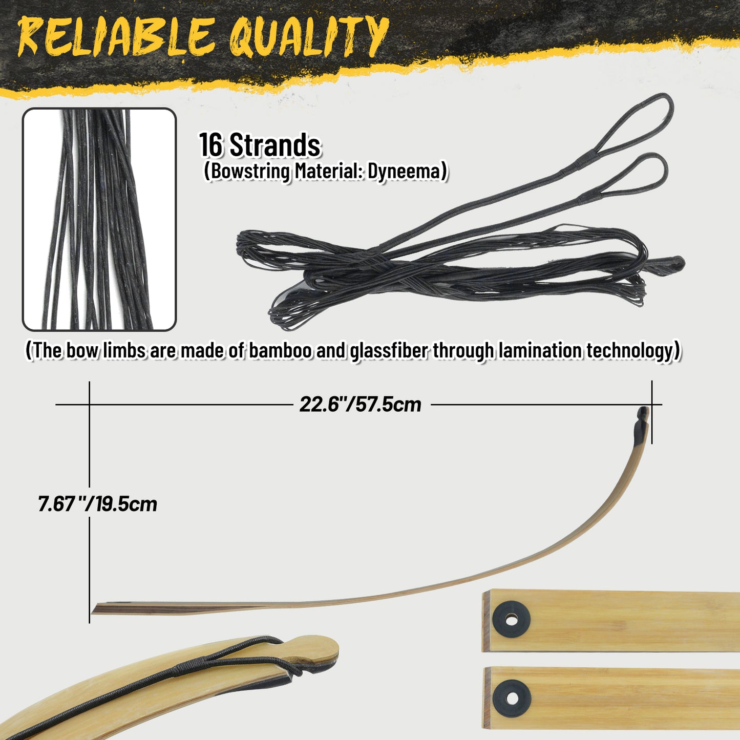 60'' Black Hunter Hunting Recurve Bow for Adults Archery Wooden Recurve Bow Kit with 6pcs Pure Carbon Arrows for Shooting Competition Right Hand（20-60lbs）