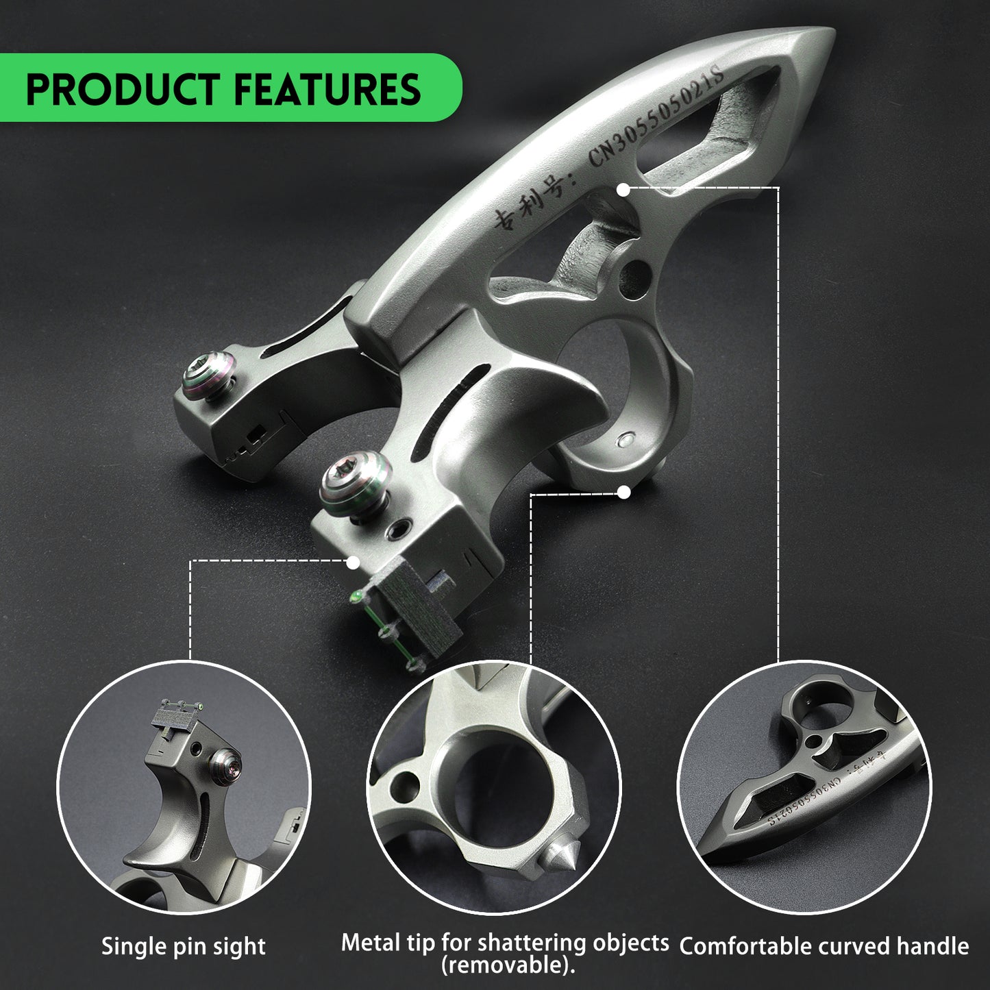 Professional Stainless Steel Slingshot with Sight for Adults High Velocity Slingshot Hunting Slingshot Set with 100 Ammo Balls and 6 Rubber Bands for Outdoor Shooting Practice