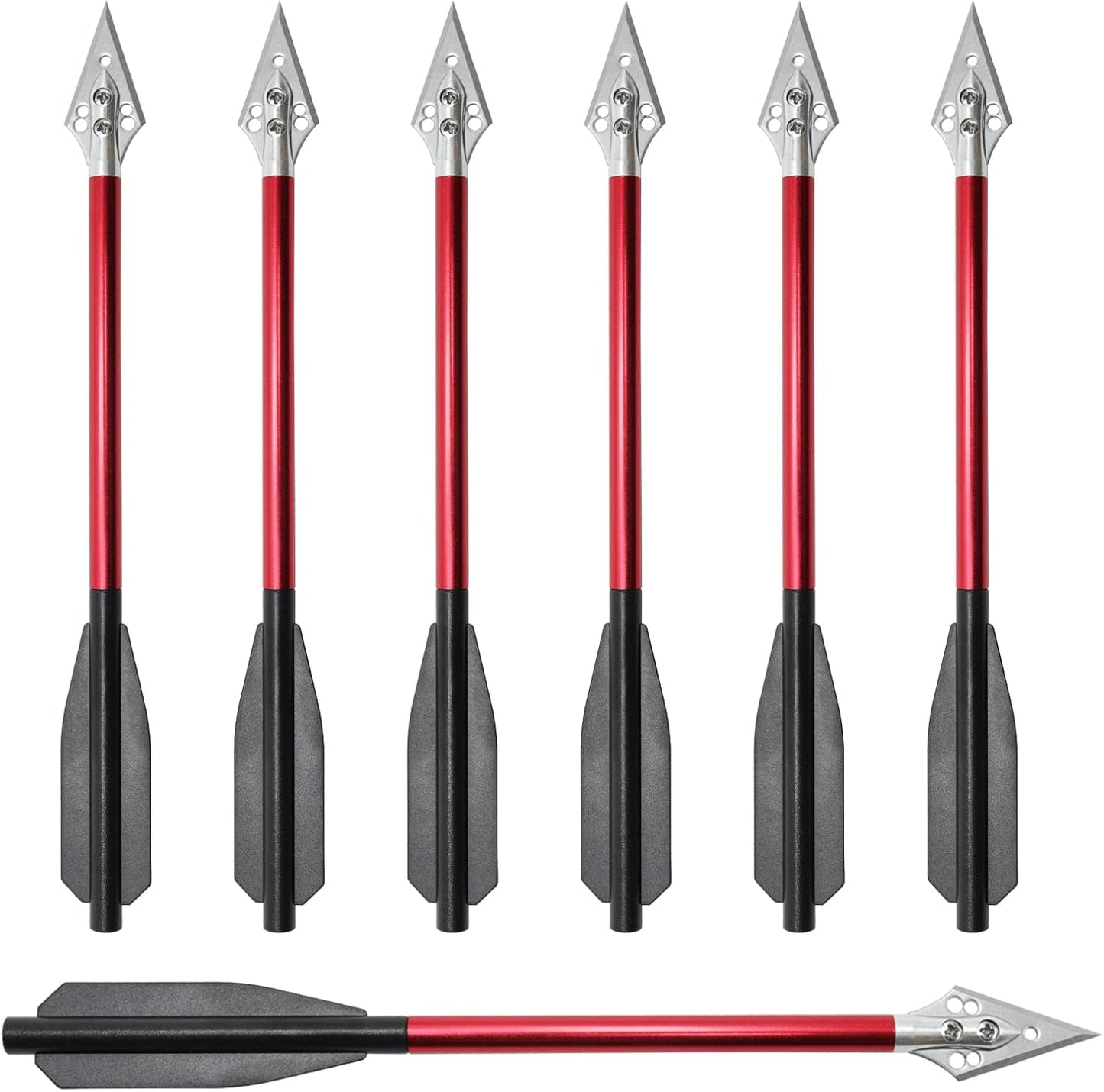 6.3" Aluminum Crossbow Bolts with Steel Broadhead Tips for 50-80lbs Self Cocking Mini Crossbow Archery Outdoor Pistol Crossbow Precision Target Practice Hunting