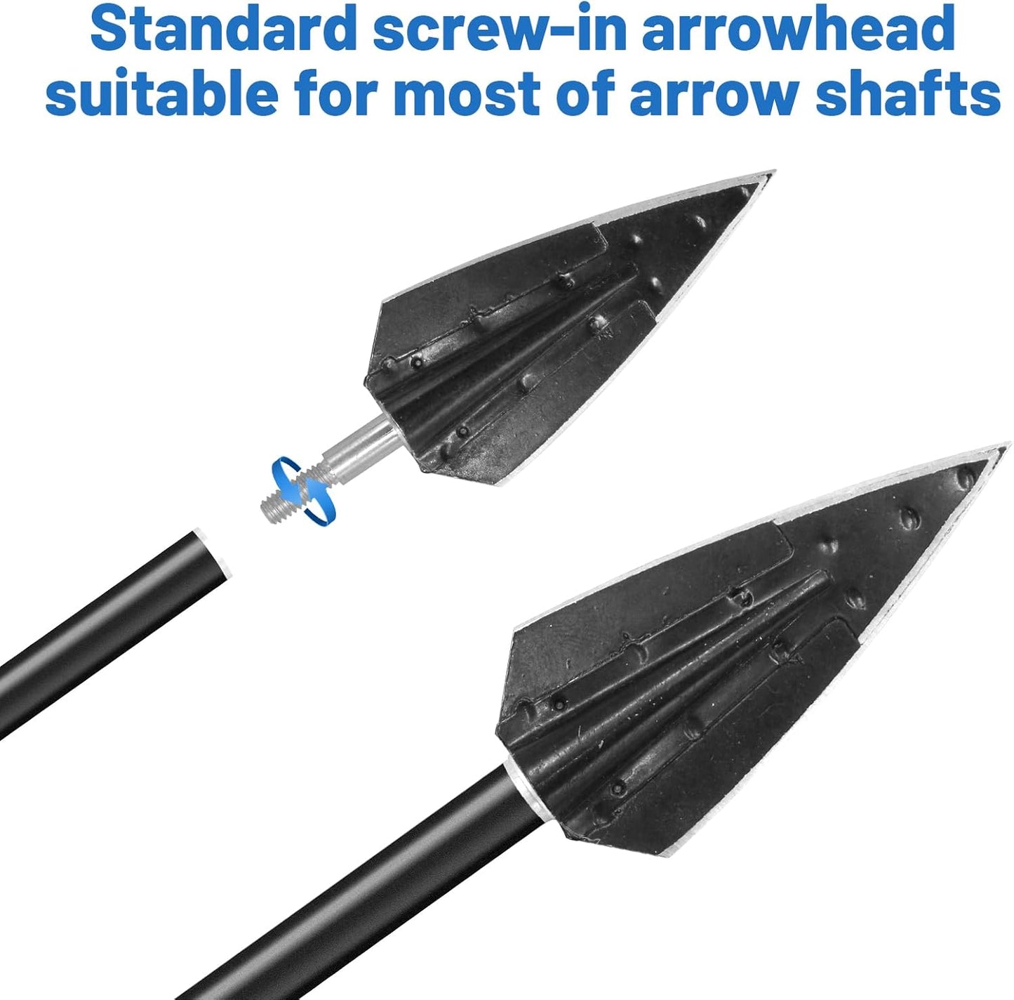 12pcs 150 Grain Screw in Archery Broadheads Hunting Arrowheads Archery Arrow Tips Fixed Blade Arrows Heads for Hunting Target Shooting Practice