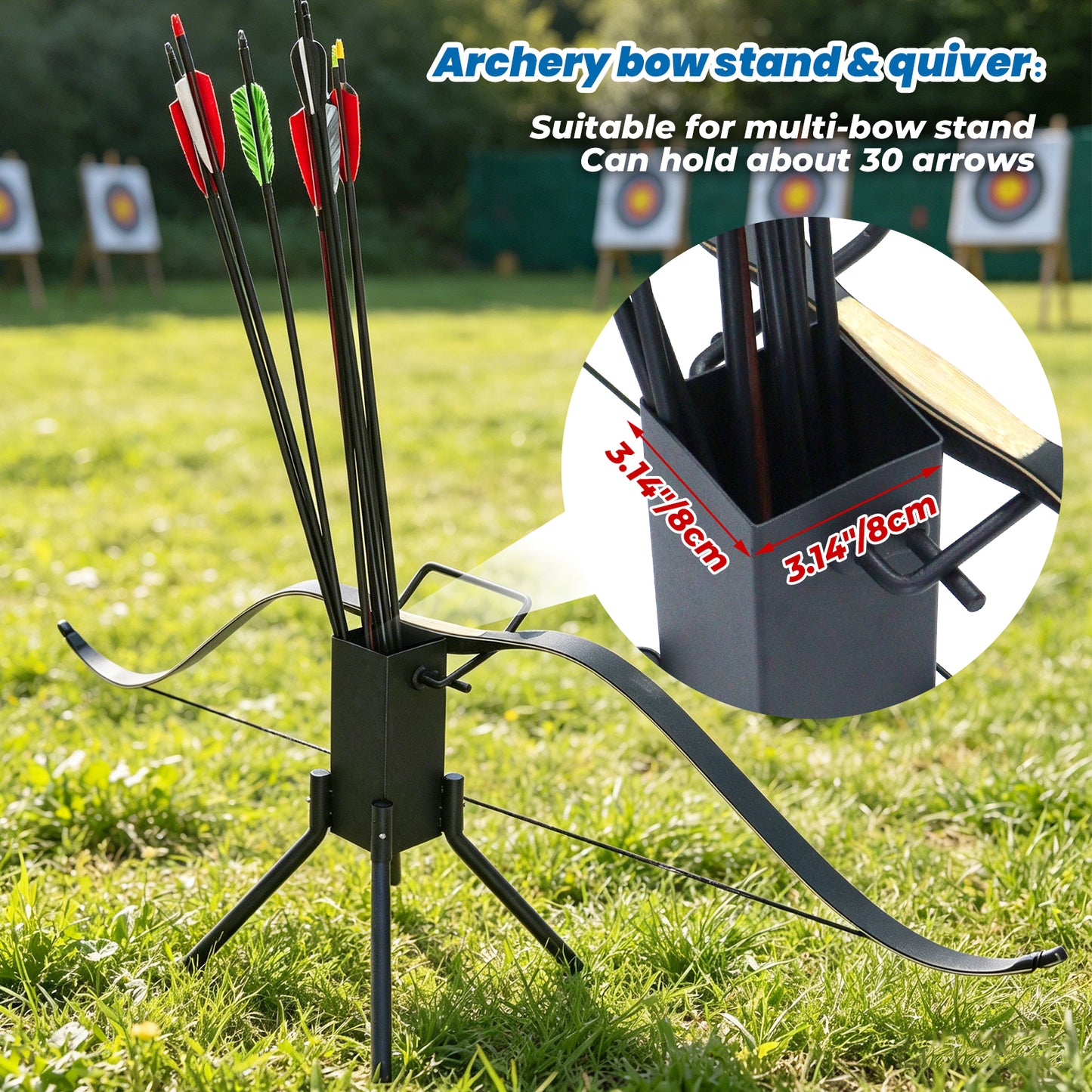 Archery Bow Stand with Arrow Quiver Foldable Bow and Arrow Holder for Hunting Recurve Bow Quiver Stand for Shooting Target