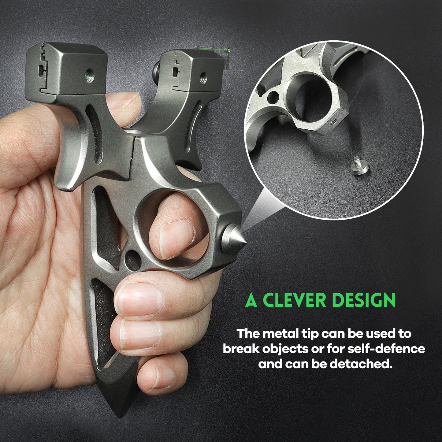 Professional Stainless Steel Slingshot with Sight for Adults High Velocity Slingshot Hunting Slingshot Set with 100 Ammo Balls and 6 Rubber Bands for Outdoor Shooting Practice