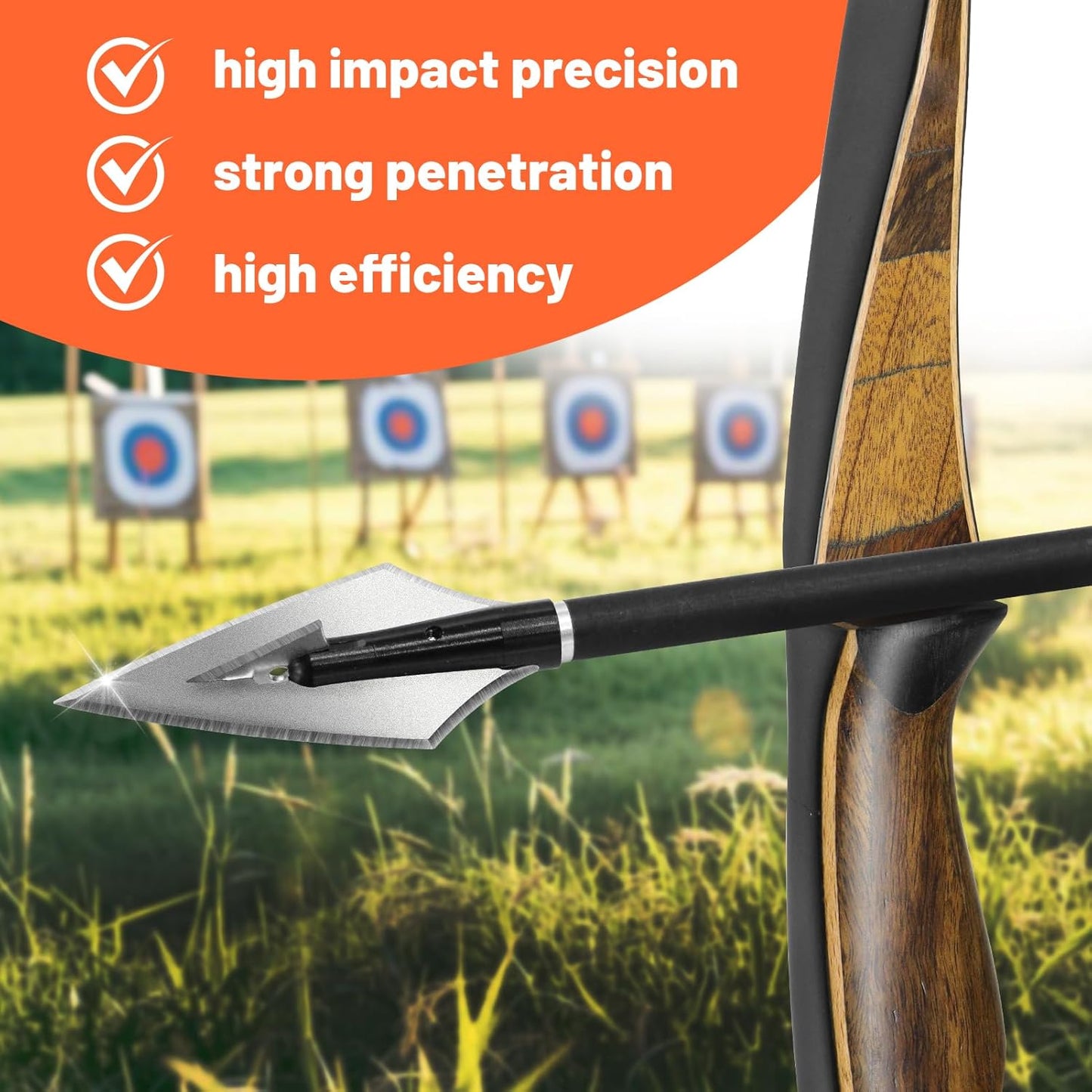 6pcs 150 Grain Screw in Arrowheads Stainless Steel Archery Arrow Tips Fixed Blade Arrows Heads Archery Broadheads for Hunting or Shooting Target Practice