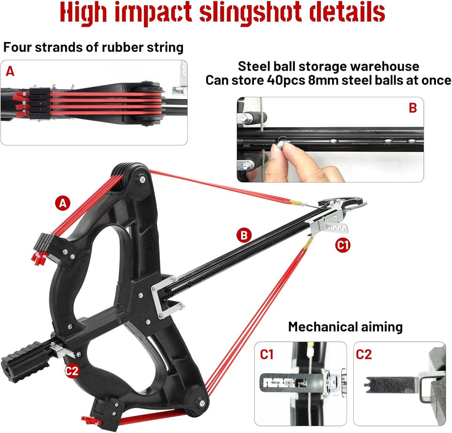 Compound Slingshot for Adult Professional High Impact Slingshot with Sight Hunting Compound Bow with Continuous Shooting