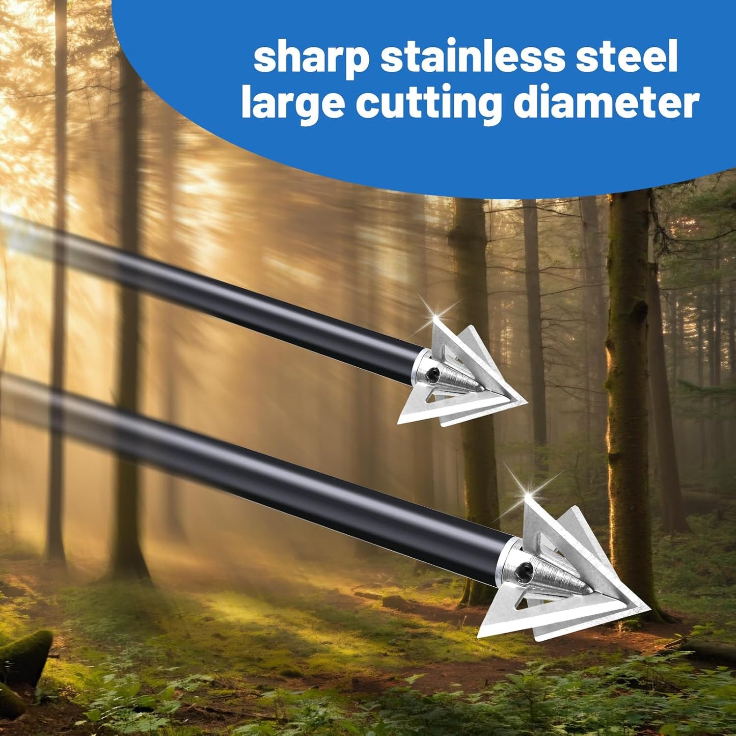 12 Pcs 100 Grain Stainless Steel Arrowhead Fixed Blade Hunting Broadheads Screw in Arrowheads Traditional Archery Arrow Tips for Compound, Recurve Bow & Crossbow