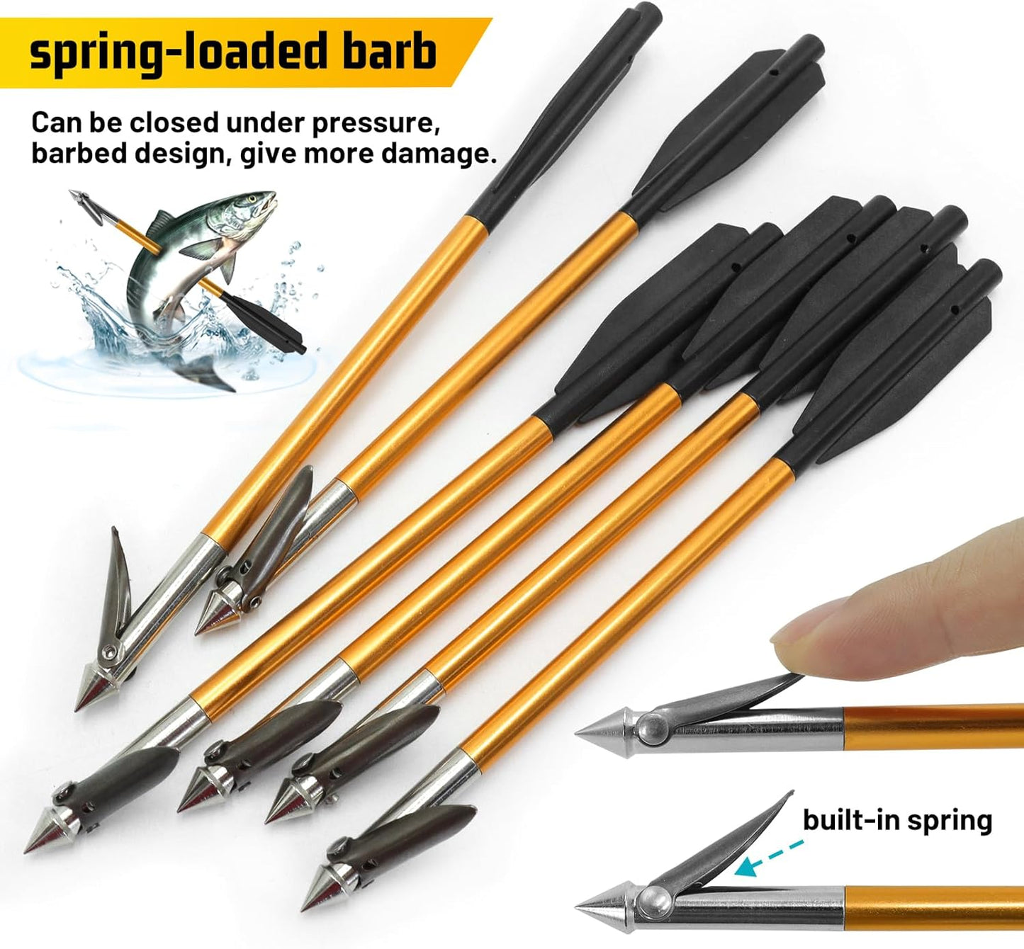 6.8 Inch Aluminium Fishing Bolts with Harpoon Pistol Crossbow Bolts for Fishing with Steel Point Fishing Arrows for Outdoor Hunting Fishing
