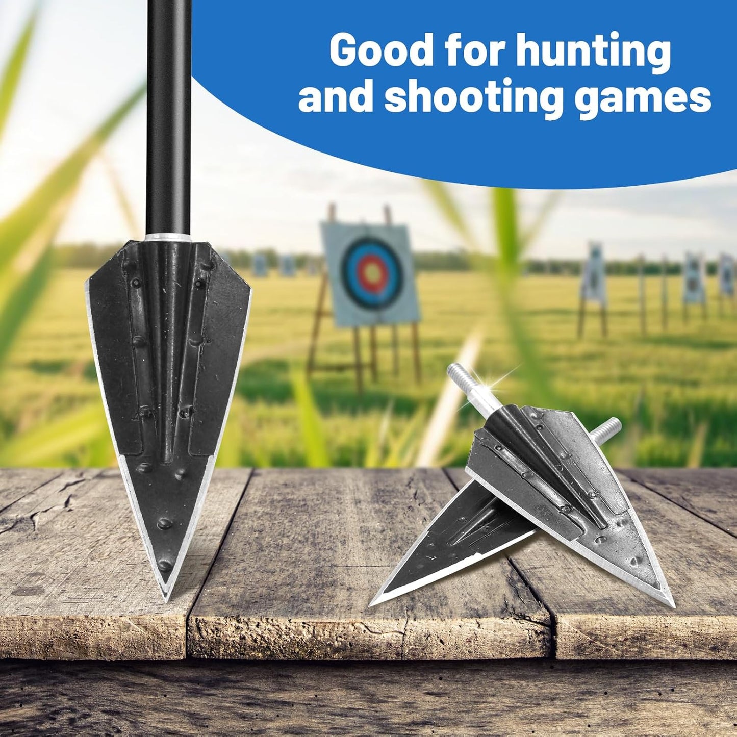 12pcs 150 Grain Screw in Archery Broadheads Hunting Arrowheads Archery Arrow Tips Fixed Blade Arrows Heads for Hunting Target Shooting Practice